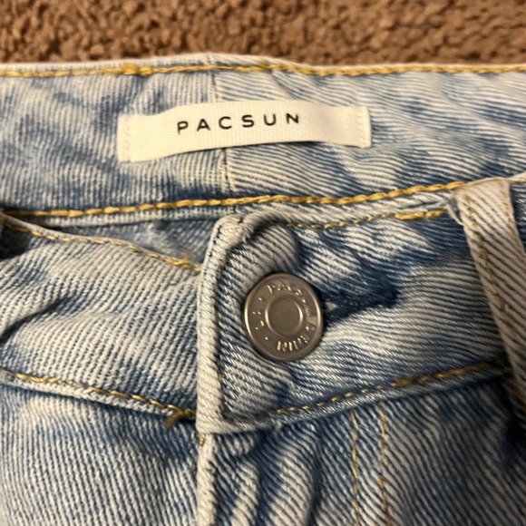 PacSun Mom Jeans Women's Size 24 Light Wash Blue‎ Denim Stripe Side Detail - Picture 3 of 11